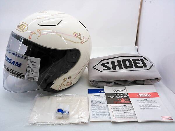 【送料無料】良品 SHOEI ショウエイ J-STREAM Jストリーム Amo アモー XSサイズ 未使用のシールド付き ジェットヘルメット