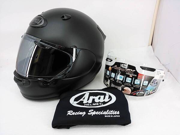 【送料無料】使用回数少 程度上 Arai アライ ASTRO-GX ASTRO GX アストロGX フラットブラック XL ミラーシールド フルフェイスヘルメット