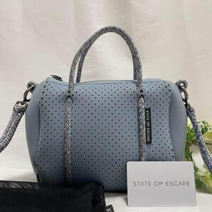 【美品】STATE OF ESCAPE ステイトオブエスケープ プリクエル S 2way ショルダーバッグ ハンドバッグ ブルー 青 レディース メンズ