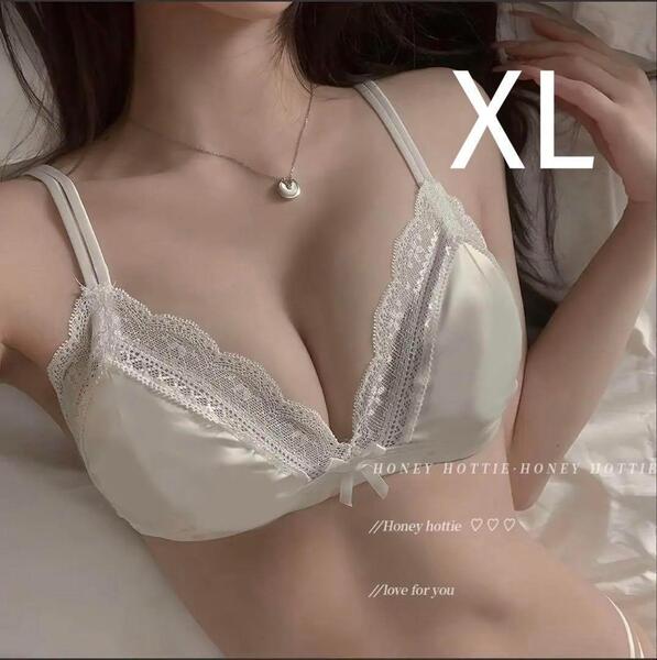 下着2814ホワイトXL ブラレット 楽ブラ セクシー ノンワイヤーブラショーツ ブラジャーショーツ ナイトブラ セクシーランジェリー