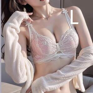下着2781アイボリーL 楽ブラ レース 盛れる セクシー ノンワイヤーブラショーツ セットアップ セクシーランジェリー