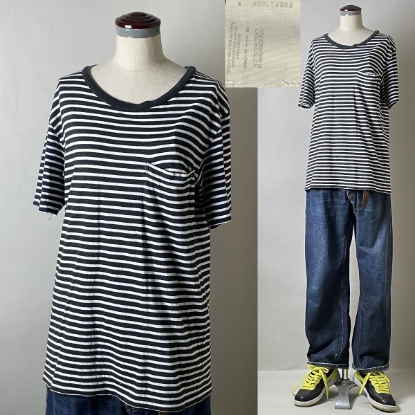 【サイズ36 美品】n.ハリウッド コンパイル　ボードネック ボーダーTシャツ サイズ36 美品】n.ハリウッド コンパイル ボードネック ボーダー