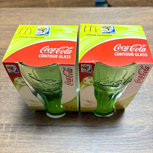 2010年 ワールドカップ コカコーラ 記念グラス 海外限定 ライム 2個セット