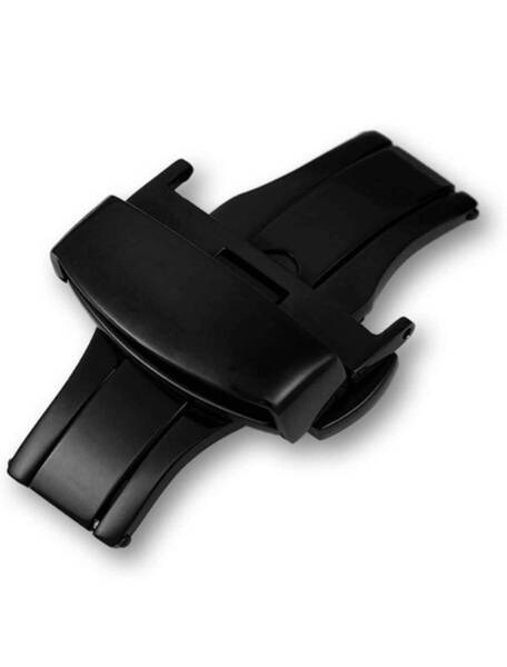 Dバックル 腕時計 両開き式 観音開き 尾錠 時計バックル 中留 16mm バネ棒付き 黒 ブラック