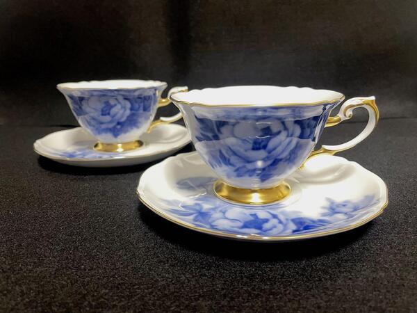 【美品】JB大倉陶園 The Okura 岡染ぼたん カップ&ソーサー