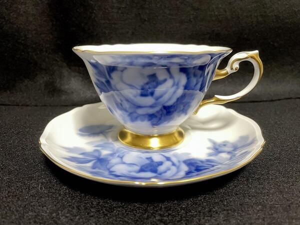 【美品】JB大倉陶園 The Okura 岡染ぼたん カップ&ソーサー ②