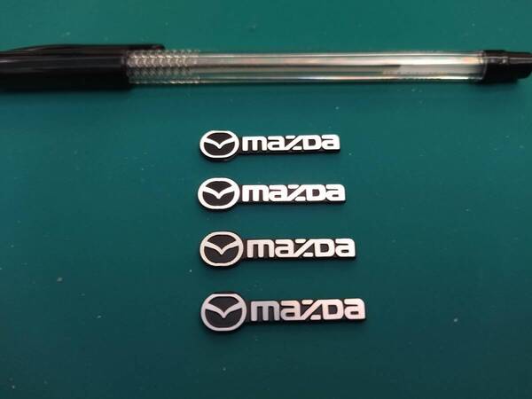 【ゆうパケット送料込】Mazda(マツダ) スピーカー用ミニエンブレム 4個セット 両面テープ付 アルミ製