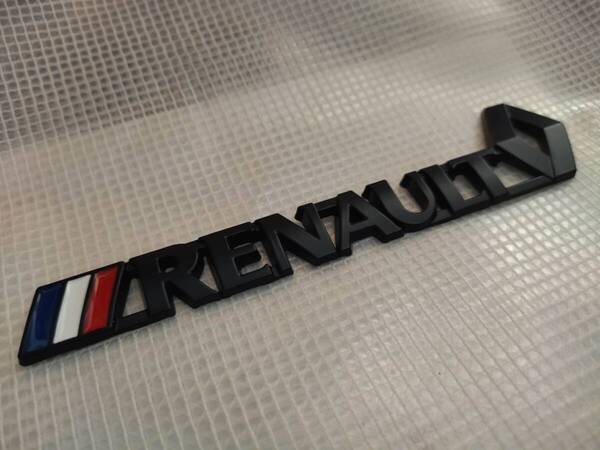 【ゆうパケット送料込】RENAULT(ルノー) 3Dエンブレム マットブラック 縦3cm×横14cm 金属製
