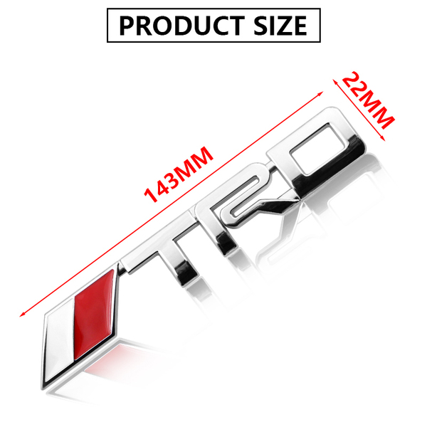 【ゆうパケット送料込】TRD(トヨタテクノクラフト) 3Dエンブレム 大サイズ(両面テープ) メッキシルバー 金属製