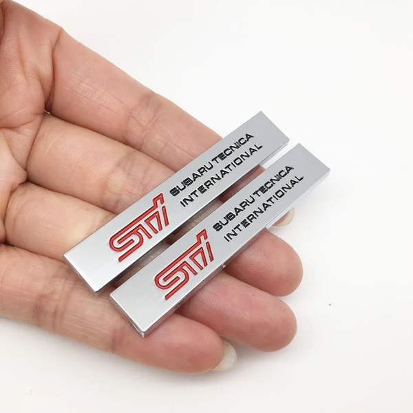 【ゆうパケット送料込】STI エンブレムプレート 縦1.0cm×横6.0cm 2枚組 SUBARU スバル 金属製