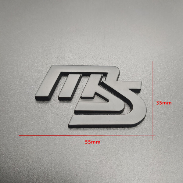 【ゆうパケット送料込】MS(MAZDASPEED) ロゴ3Dエンブレム(両面テープ) マットブラック 金属製 マツダスピード