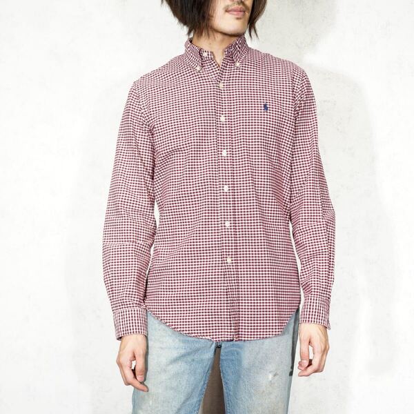 USA VINTAGE RalphLauren CHECK PATTERNED HORSE EMBROIDERY BD SHIRT/アメリカ古着ラルフローレンホース刺繍ボタンダウンシャツ