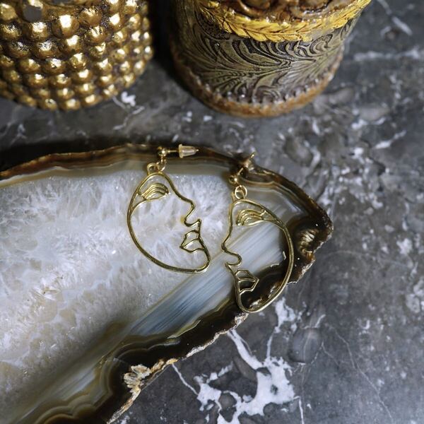 USA VINTAGE HUMAN FACE DESIGN SWING EARRING/アメリカ古着人の顔デザインぶら下がりピアス