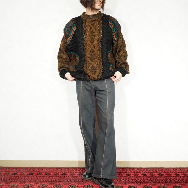 USA VINTAGE PIPING LINE STITCH DESIGN FLARE PANTS/アメリカ古着パイピングラインデザインフレアパンツ