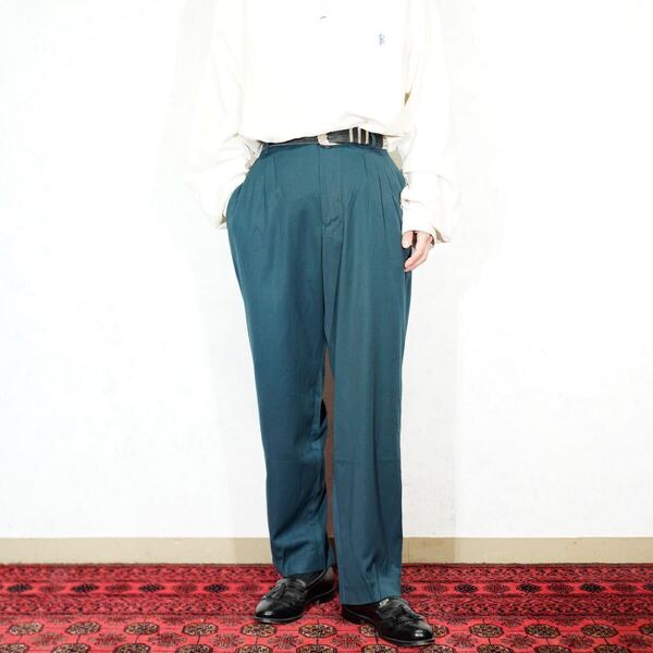EU VINTAGE TUCK DESIGN SLACKS PANTS MADE IN ITALY/ヨーロッパ古着タックデザインスラックスパンツ