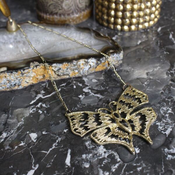 RETRO VINTAGE BUTTERFLY DESIGN CHAIN NECKLACE/レトロ古着バタフライデザインチェーンネックレス