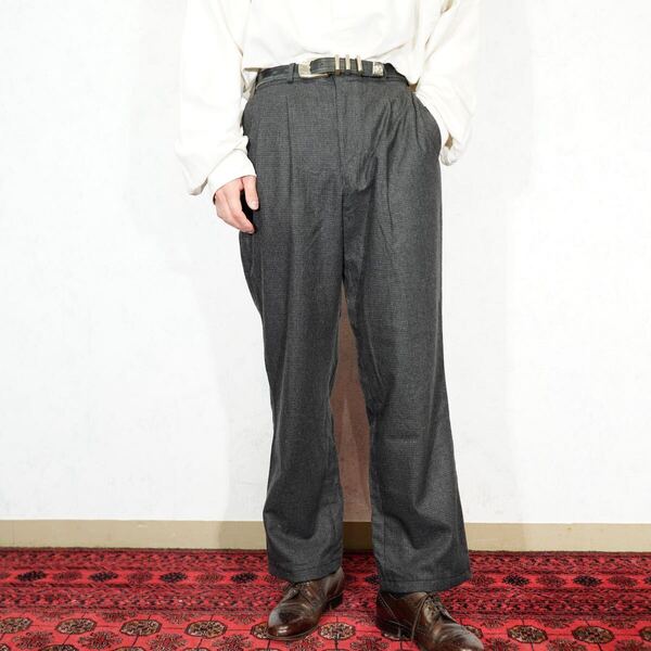 USA VINTAGE BURTON COLLECTION HOUNDTOOTH PATTERNED DESIGN WOOL SLACKS PANTS/アメリカ古着千鳥格子柄デザインウールスラックスパンツ