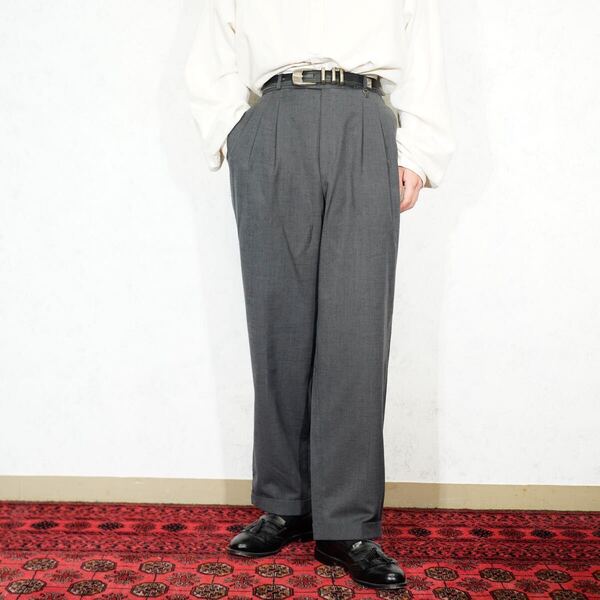 EU VINTAGE Angelo Litrico TUCK DESIGN SLACKS PANTS/ヨーロッパ古着タックデザインスラックスパンツ
