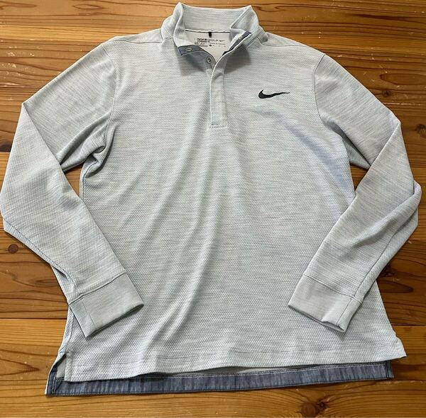 送料込み!NIKEGOLF 長袖Tシャツ 美品 グレー M ハーフボタン DLY-FIT ナイキゴルフ GOLF ゴルフウェア トップス 170/88A