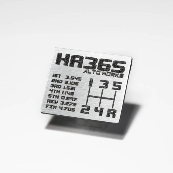 スズキ アルトワークス(HA36S)用 オリジナルシフトパターンプレート シルバー