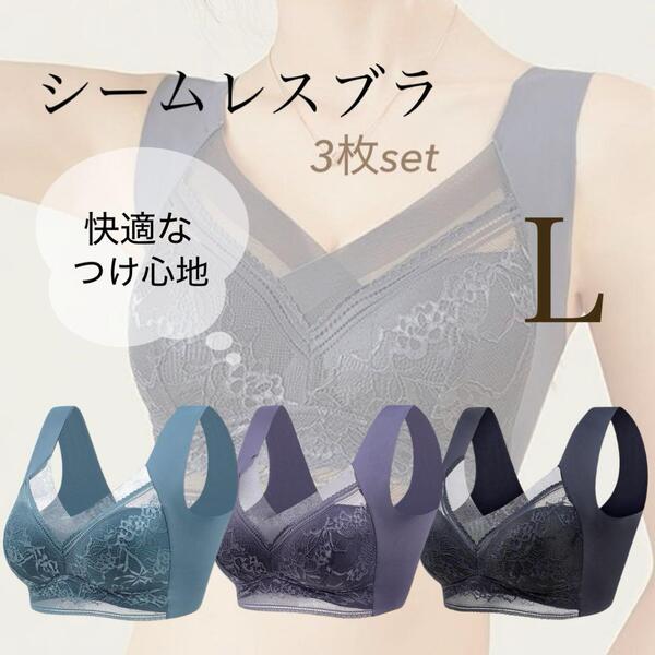 ナイトブラ シームレス L 美胸 3枚セット 小さく見せる ノンワイヤー 着痩せ