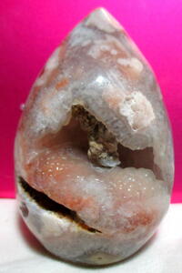 エッグ型 天然ピンクアメジストアゲート ドゥルージー 鉱物原石パワーストーン