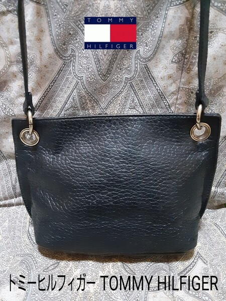 トミー ヒルフィガー TOMMY HILFIGER シボ本革/斜め掛けショルダーバッグ
