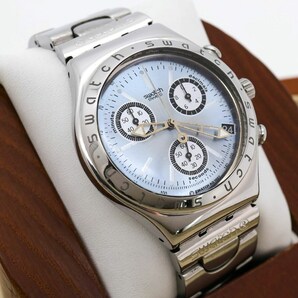 訳あり品 swatch 腕時計 デイト 水色 メンズ 新品電池1269