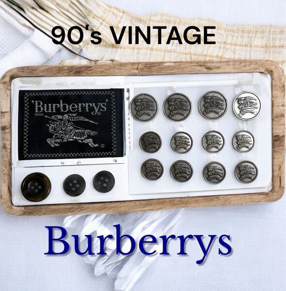 90's VINTAGE Burberrys 純正品 メタルボタン スーツ ジャケット ブレザー ホースマーク 銀色 バーバリー BURBERRY 90年代 タグ付き ボタン