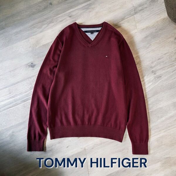 TOMMY HILFIGER コットンセーター 輸入 ニット 薄手 トミーヒルフィガー Vネック 海外セールス品 トミー メンズ トップス 長袖 セーター