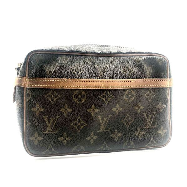 LOUIS VUITTON ルイヴィトン モノグラム コンピエーニュ23 クラッチバッグ セカンドバッグ PVC×レザー フランス製 刻印あり