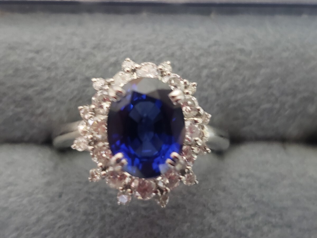 【本物鑑定済】pt900 サファイア リング 指輪 天然コランダム サファイア: