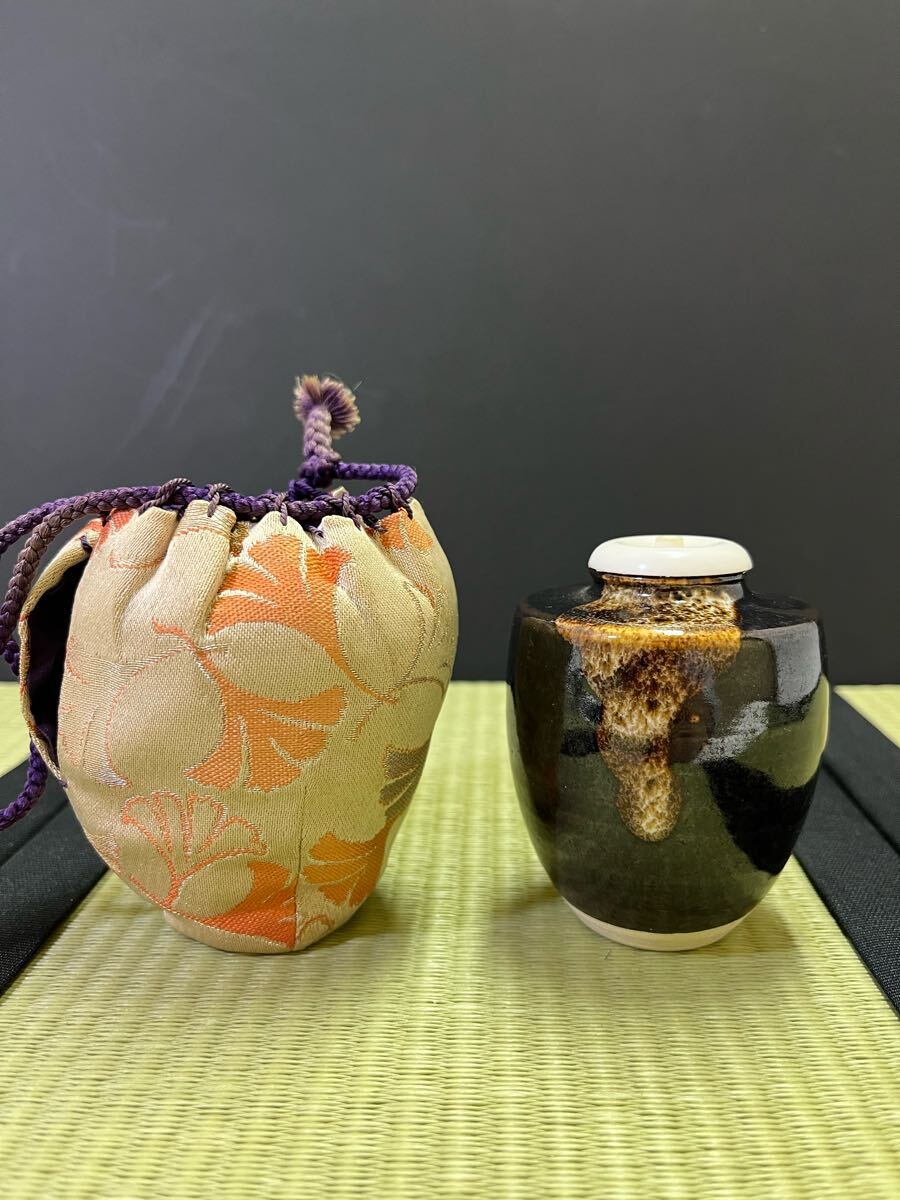 加藤錦雄造 唐物大名物写油屋肩衝茶入 共箱