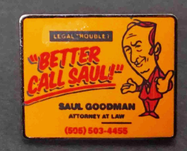 《橙広告風BCS四角》萌キャラ『Better Call Saulベター コール ソウル』ブレイキング・バッド Breaking Bad■アメリカ ドラマ■ピンバッジ