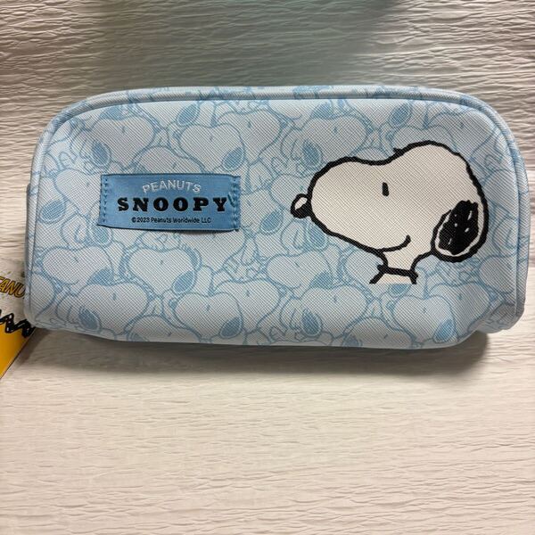 匿名配送 送料無料 未使用 海外限定 スヌーピー SNOOPY マルチポーチ ペンポーチ コスメポーチ ブルー 小物入れ 収納