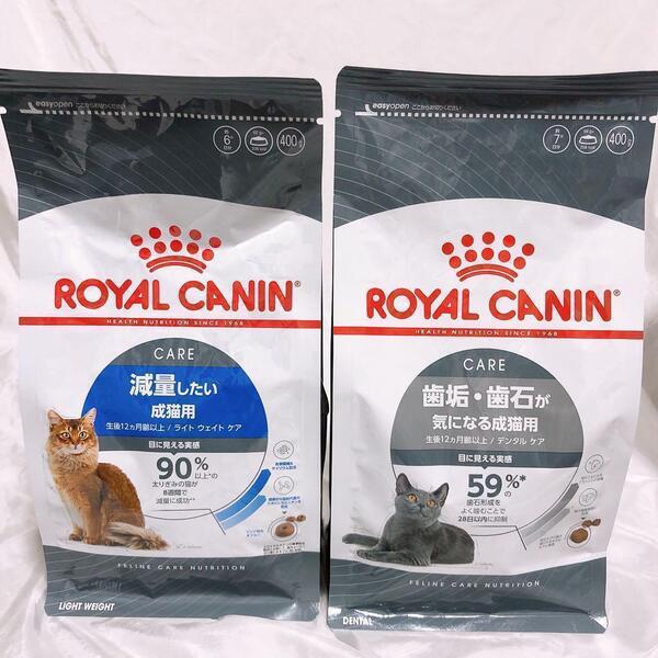 猫まっしぐら ロイヤルカナン 猫 減量 と デンタル(オーラル)400g1袋ずつ #鍵しっぽネコの森キャットフード