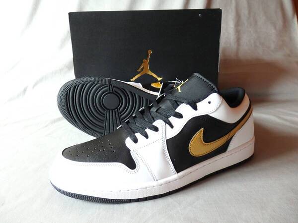 31cm!新品◆NIKE Air Jordan 1 Low◆US13(31cm)White/Blk/Gold◆サーフィン/スケートボード/スノーボード/BMX