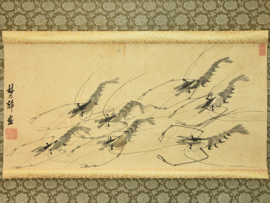 海老の水墨画　肉筆 海老の水墨画 中国 水墨画 肉筆画 絵画｜Yahoo!フリマ（旧PayPay