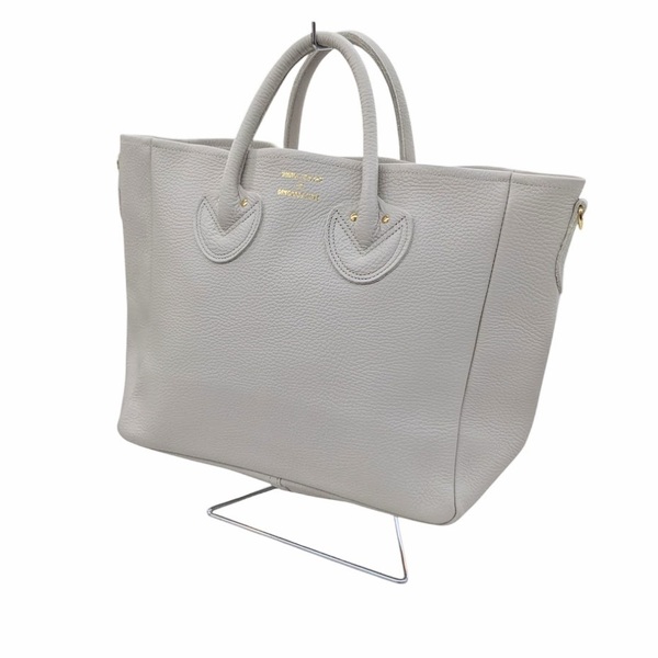 ⑧ 美品 YOUNG&OLSEN ヤングアンドオルセン EMBOSSED LEATHER TOTE エンボスレザー トートバッグ アイボリー系