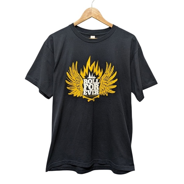 REAL SKATEBOARDS リアルスケートボード ROLL FOREVER Tシャツ ブラック トミー ゲレロ ジム シーボー DELUXE 00S