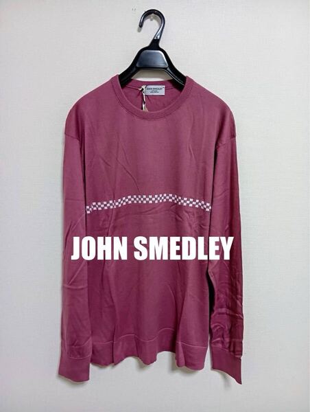 新品未使用JOHNSMEDLEYジョンスメドレー×ヴァイナルアーカイブチェックハイゲージニットシーアイランドコットンvainlarchive紫