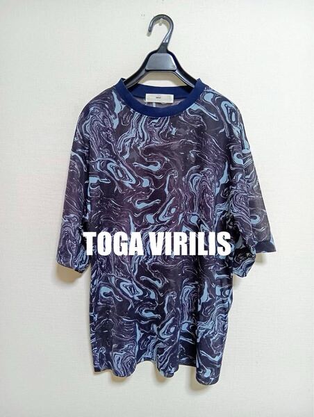 TOGA VIRILISトーガビリリース総柄シースルートップスTシャツマーブルトーガヴィリリーストーガアーカイブ