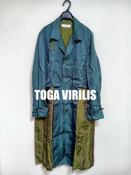 TOGA VIRILISトーガビリリースジャガードロングコートドッキングスプリングコートトーガヴィリリーストーガアーカイブ