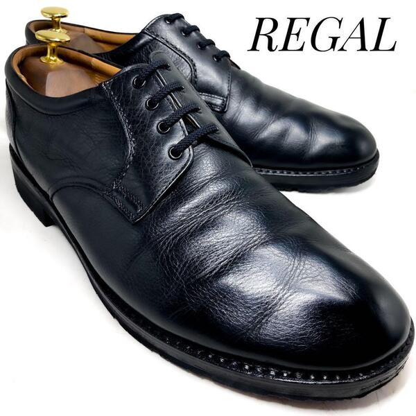 ☆即決・送料無料☆【ほぼ未使用】REGAL リーガル プレーントゥ レザーシューズ 黒 ブラック 26.5cm 革靴 ビジネスシューズ 本革 メンズ