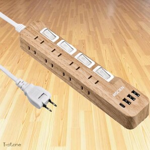 延長コード お洒落電源タップ ナチュラルウッド 雷ガード USB対応 木目調 インテリア モダン 和室 座敷 洋室 リビング シンプル 雰囲気作り