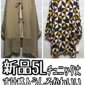 新品☆5Lすけ感シャツ&リブタンク&北欧風チュニック〇L158