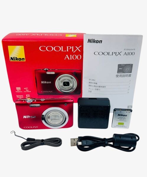 Nikon ニコン COOLPIX クールピクス 光学5倍ズーム 2005万画像 コンパクトデジタルカメラ A100 レッド