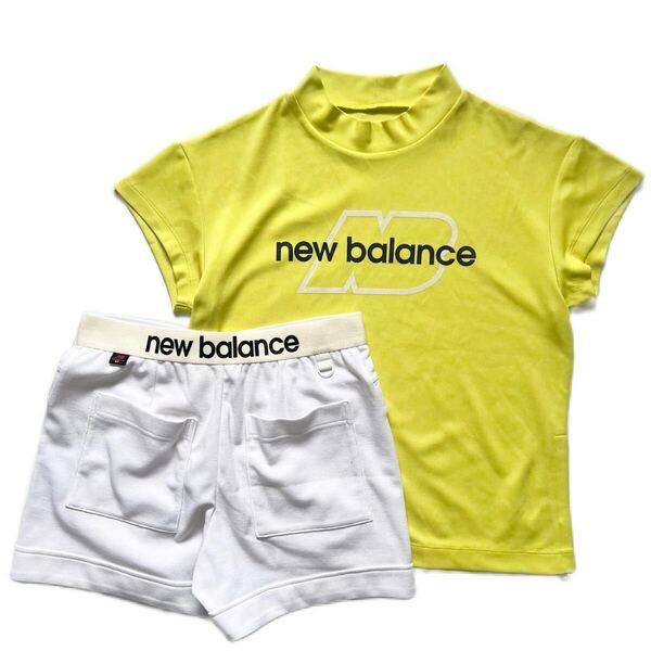 【送料無料】NewBalanceGOLF ニューバランスゴルフ セットアップ 蛍光色 黄色 レディース シャツ ハーフパンツ ズボン モックネック