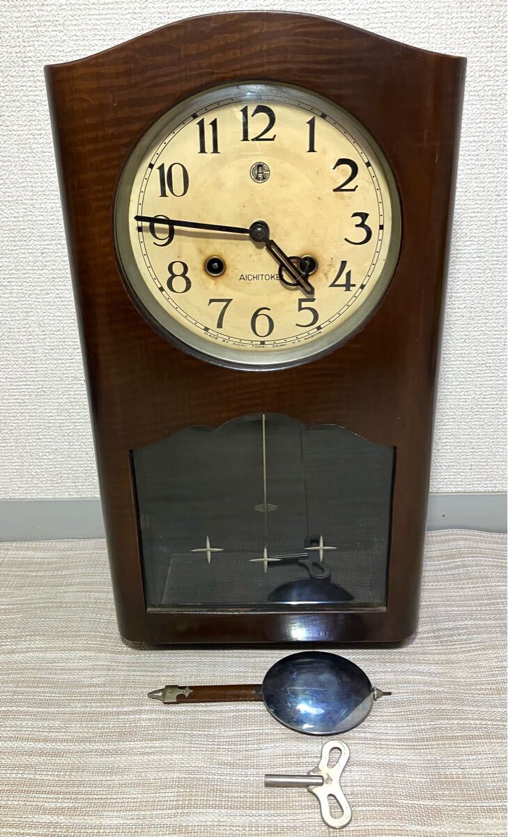 アンティーク ゼンマイ式 振り子時計 昭和レトロ 柱時計
