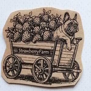 926 フレンチブルドッグ いちご はんこ ハンコ ヴィンテージ アンティーク スタンプ ゴム印 ラバースタンプ フレブル 春 ストロベリー 苺